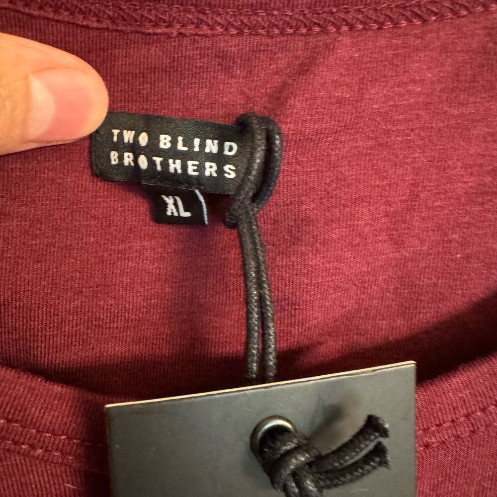 NWT men’s long sleeve polo size XL from Two Blind Brothers, color is burgundy - Picture 4 of 13
